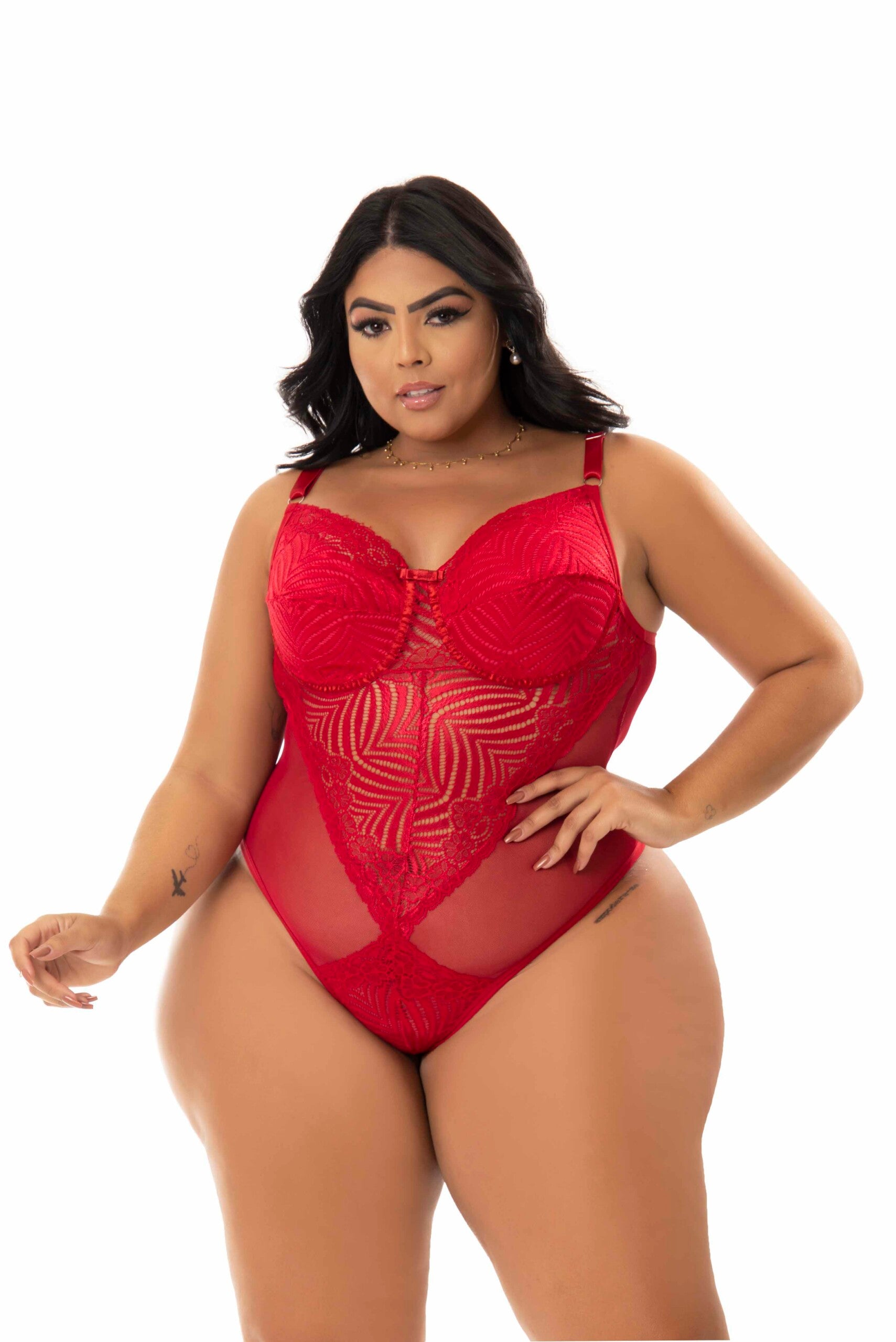 Body Sexy com Renda Plus Size em Branco – Doce Malícia