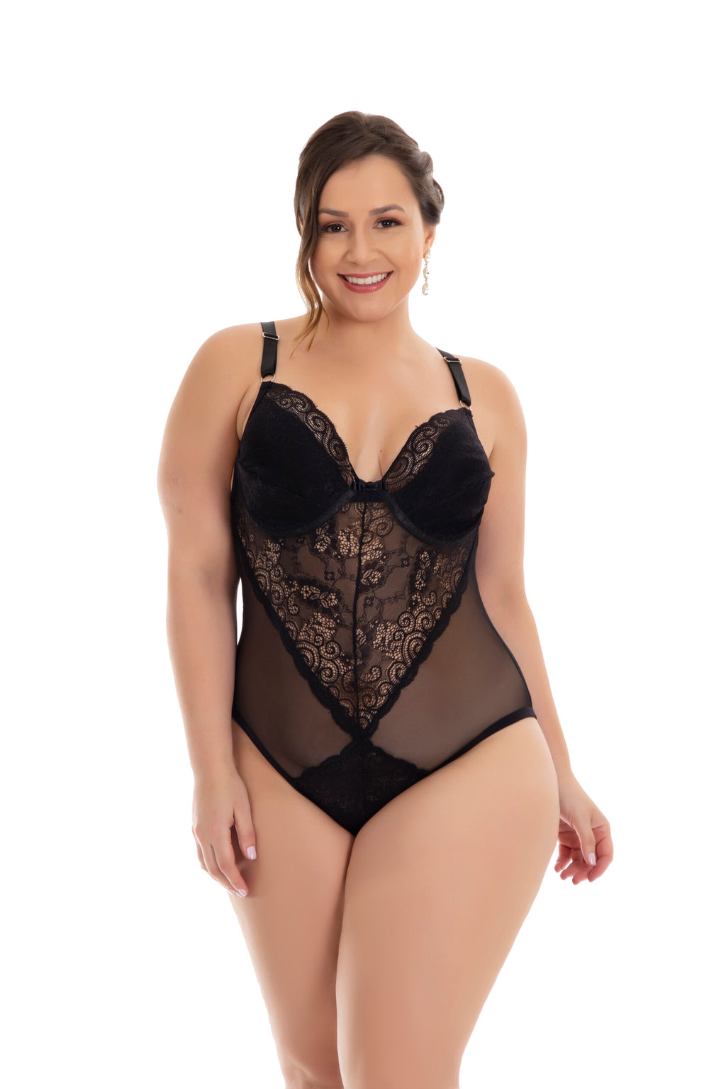 Body Sexy com Renda Plus Size em Branco – Doce Malícia