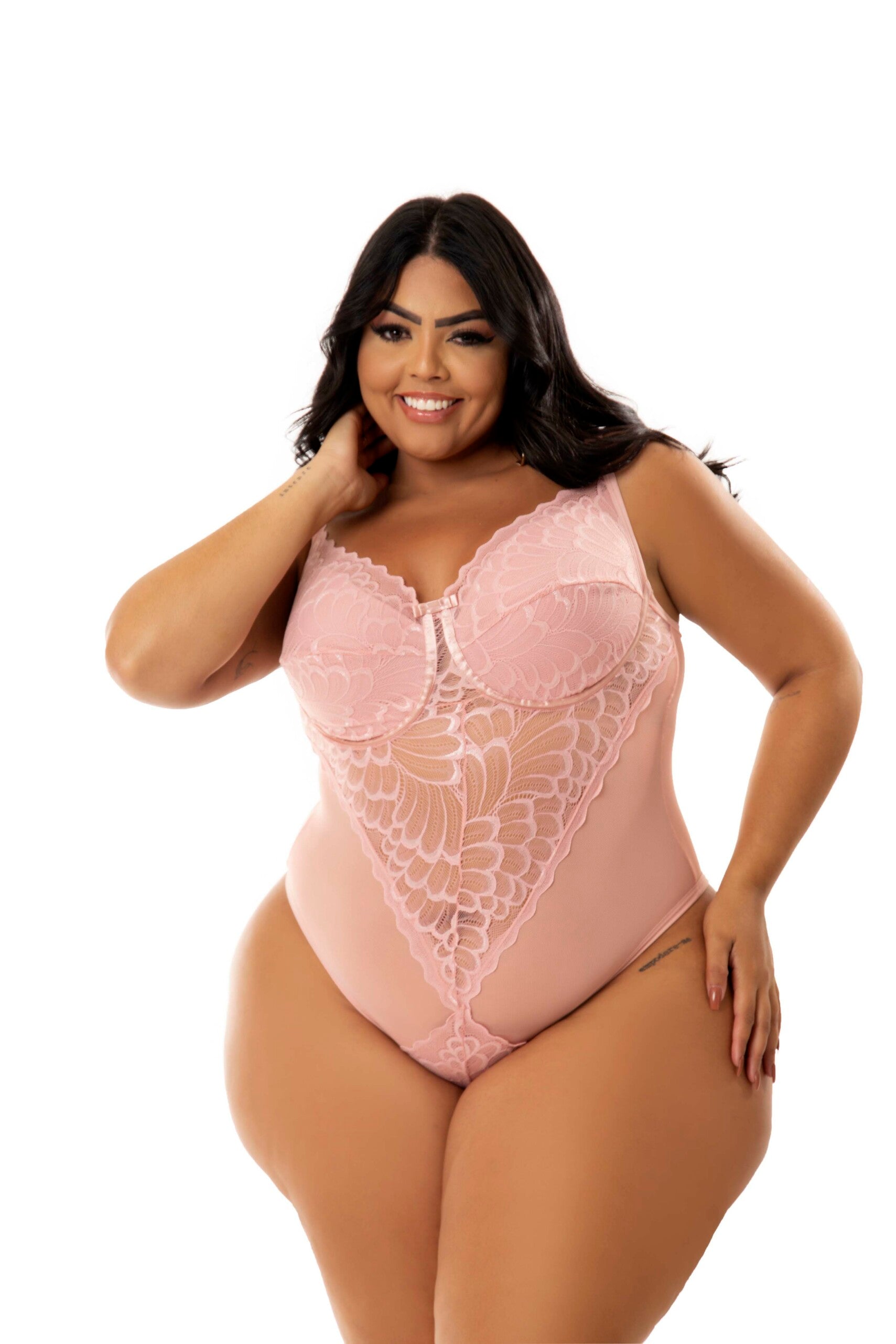 Body Sexy com Renda Plus Size em Branco – Doce Malícia