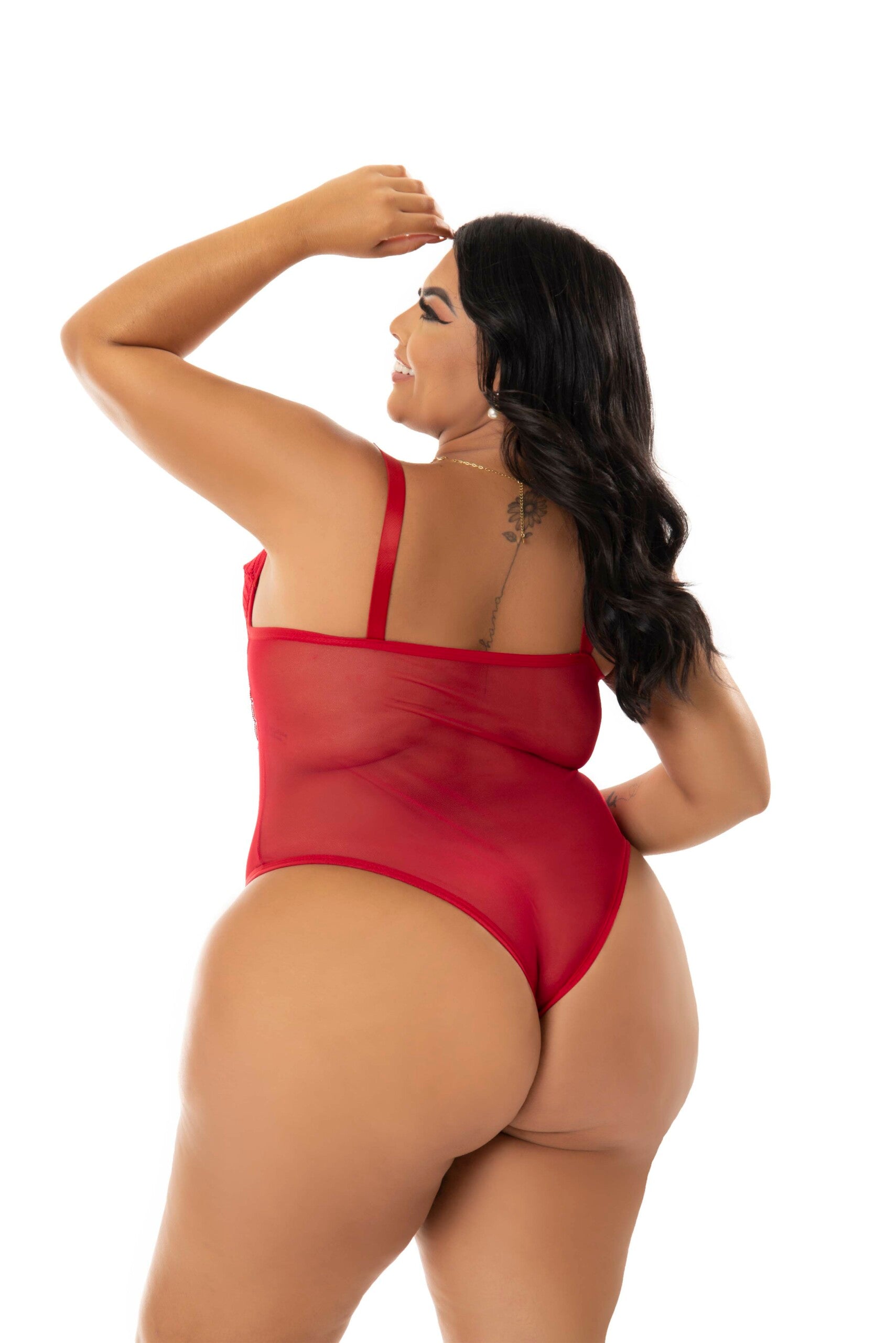 Body Sexy com Renda Plus Size em Branco – Doce Malícia