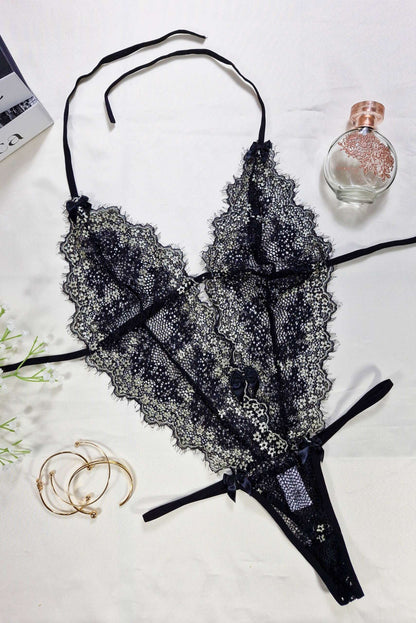 Body sexy em renda chantilly em dourado – Doce Malícia
