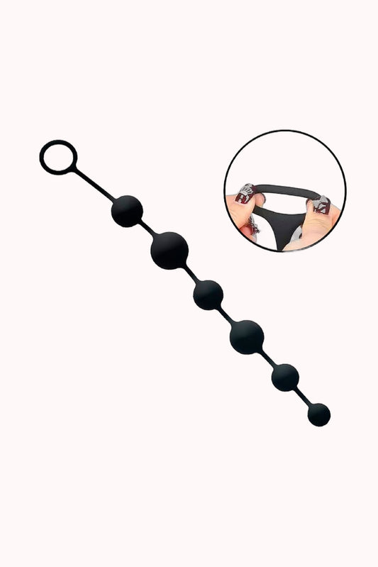 Bolinha de Pompoarismo em Silicone Preto Tamanho 38,4 X 3,9 cm – Doce Malícia