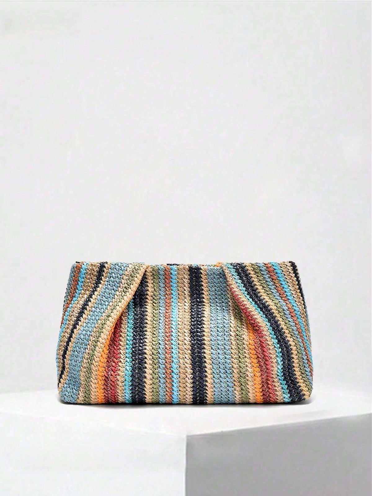Bolsa Clutch de Palha Listrada Colorida Boho – Doce Malícia