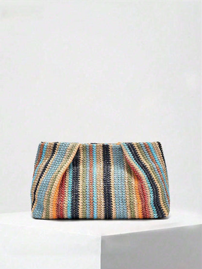 Bolsa Clutch de Palha Listrada Colorida Boho – Doce Malícia