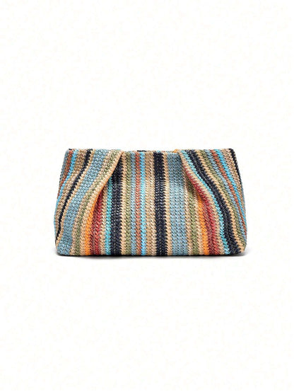 Bolsa Clutch de Palha Listrada Colorida Boho – Doce Malícia
