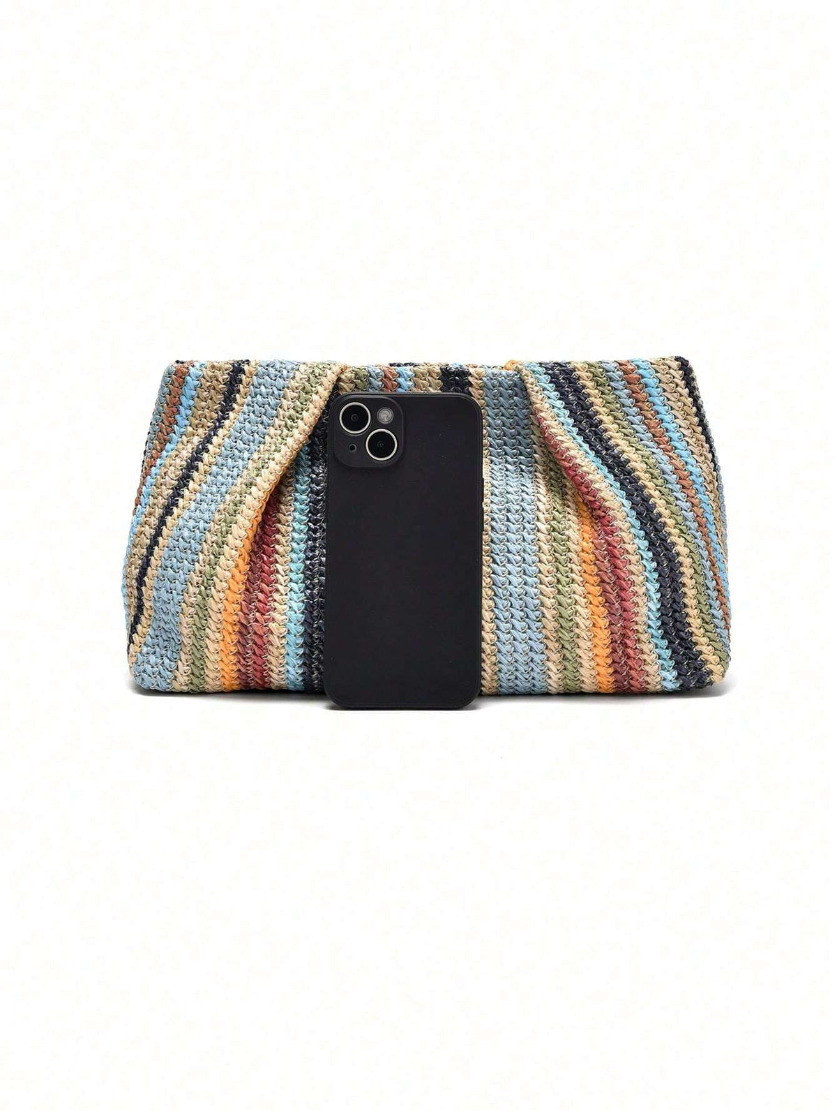 Bolsa Clutch de Palha Listrada Colorida Boho – Doce Malícia