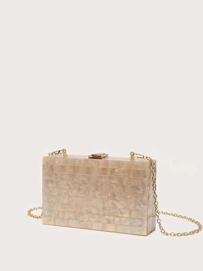 Bolsa Clutch de Festa Acrílico Madrepérola com Corrente – Doce Malícia