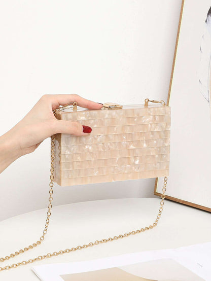 Bolsa Clutch de Festa Acrílico Madrepérola com Corrente – Doce Malícia