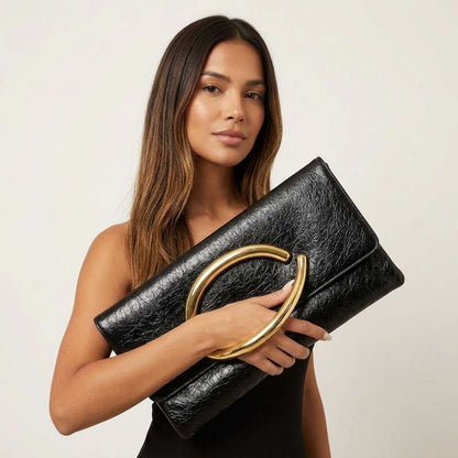 Bolsa Feminina Couro Clutch – Doce Malícia - Preto