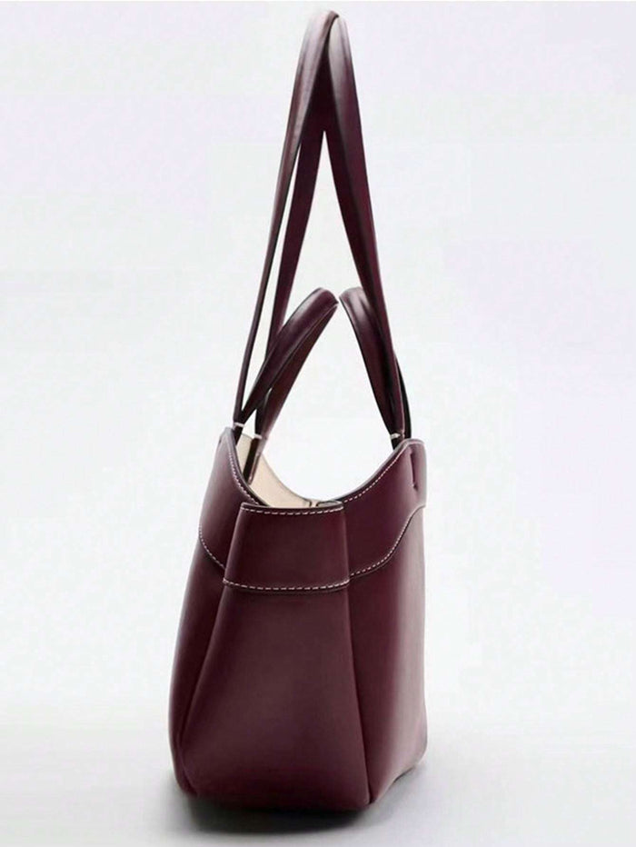 Bolsa Tote Feminina Couro Vinho com Alça de Ombro – Doce Malícia — Doce Malícia