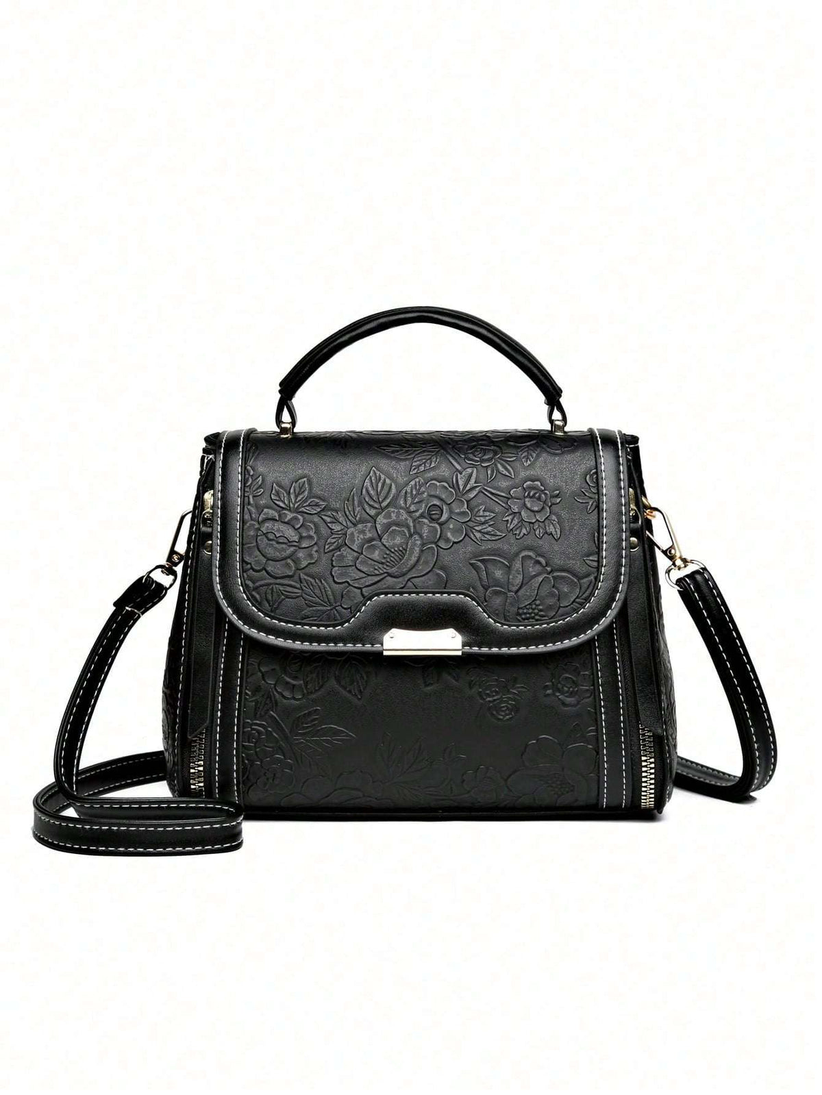 Bolsa Feminina Floral em Relevo com Alça Transversal – Doce Malícia