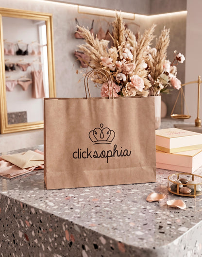 Sacola de presente  Kraft 35×27 em Estampa unica – Doce Malícia