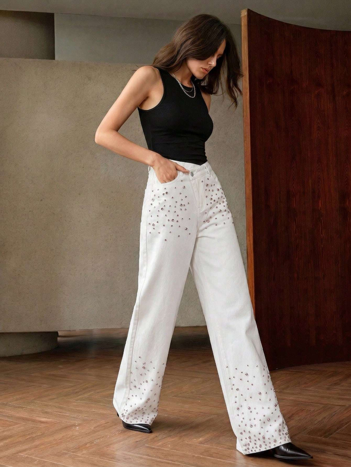 Calça Jeans Feminina Strass Branco – Doce Malícia