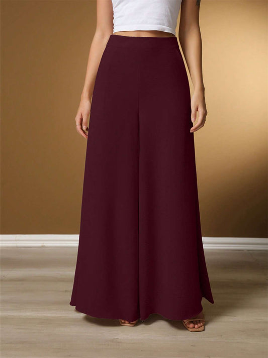 Calça Pantalona Feminina Cintura Alta Bordô – Doce Malícia