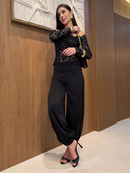 Calça Feminina Cetim Preto – Doce Malícia