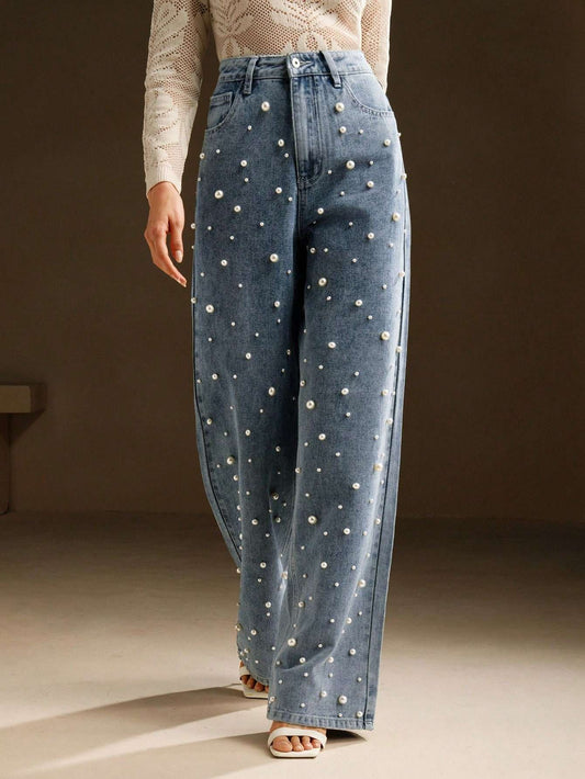 Calça Jeans Feminina Pérolas Cintura Alta – Doce Malícia