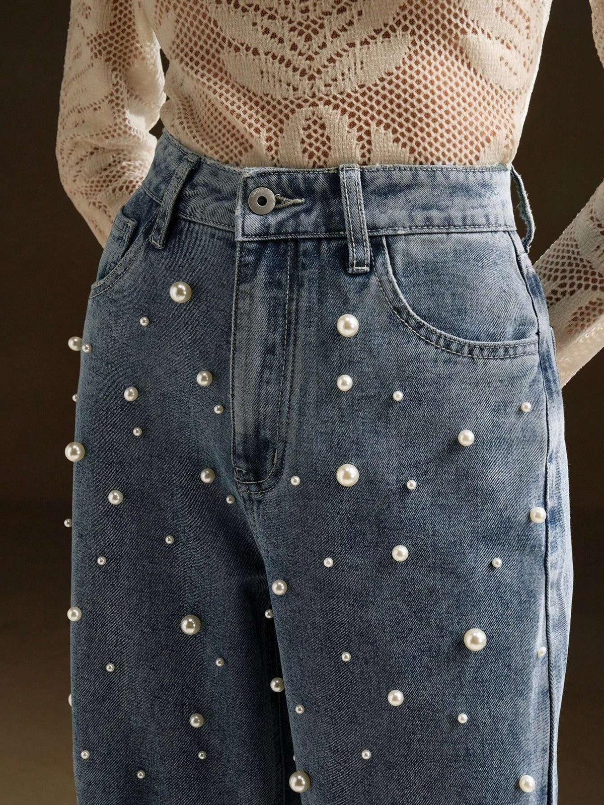 Calça Jeans Feminina Pérolas Cintura Alta – Doce Malícia