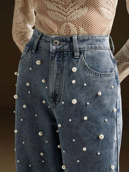 Calça Jeans Feminina Pérolas Cintura Alta – Doce Malícia