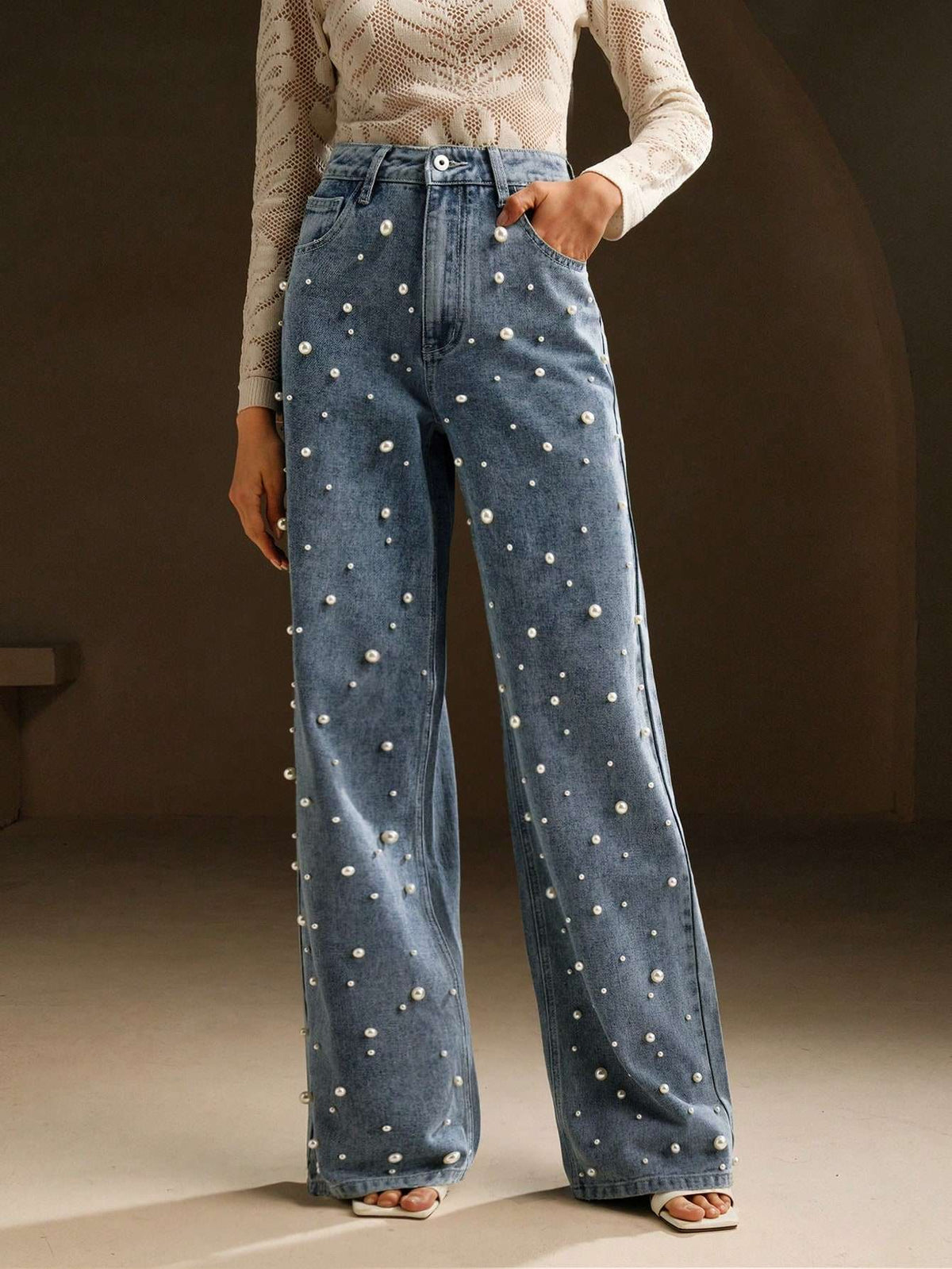 Calça Jeans Feminina Pérolas Cintura Alta – Doce Malícia