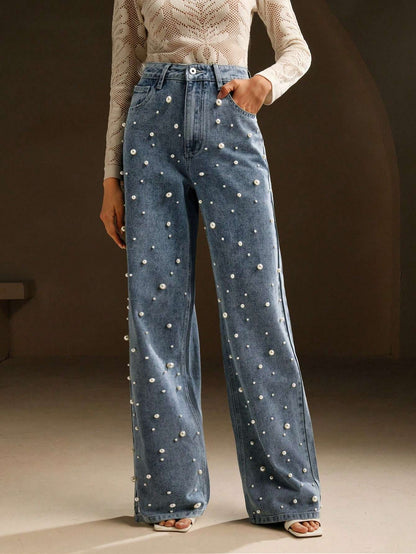 Calça Jeans Feminina Pérolas Cintura Alta – Doce Malícia