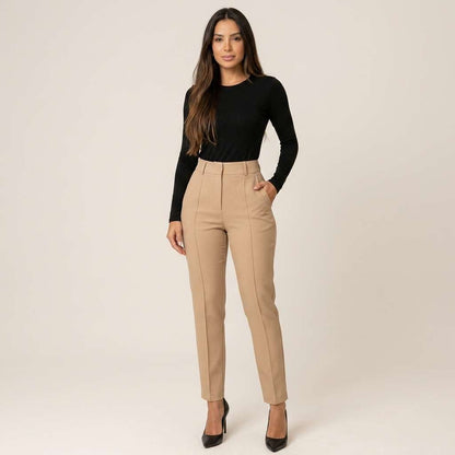 Calça Feminina Cintura Alta Preto – Doce Malícia - Bege