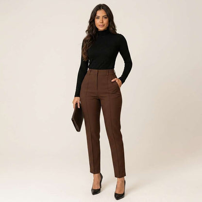 Calça Feminina Cintura Alta Preto – Doce Malícia - Marrom