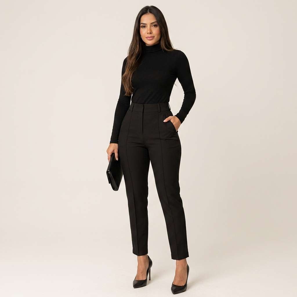 Calça Feminina Cintura Alta Preto – Doce Malícia - Preto