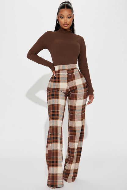 Calça Feminina Estampado Cintura Alta Marrom – Doce Malícia