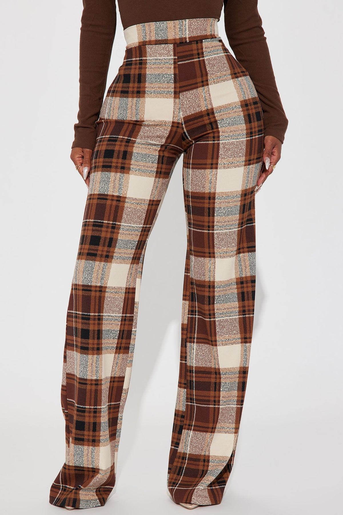 Calça Feminina Estampado Cintura Alta Marrom – Doce Malícia