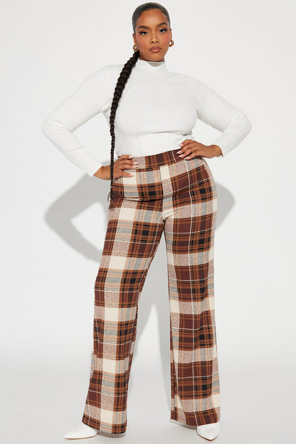 Calça Feminina Estampado Cintura Alta Marrom – Doce Malícia