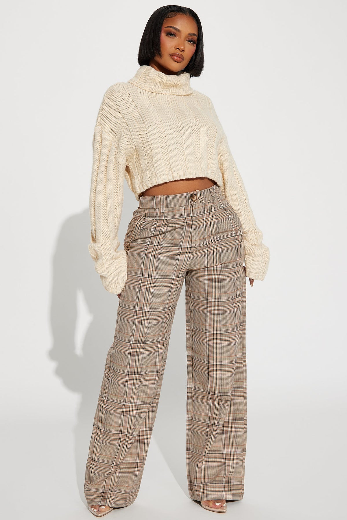 Calça Feminina Estampado Pantalona Bege – Doce Malícia