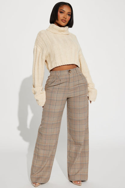 Calça Feminina Estampado Pantalona Bege – Doce Malícia