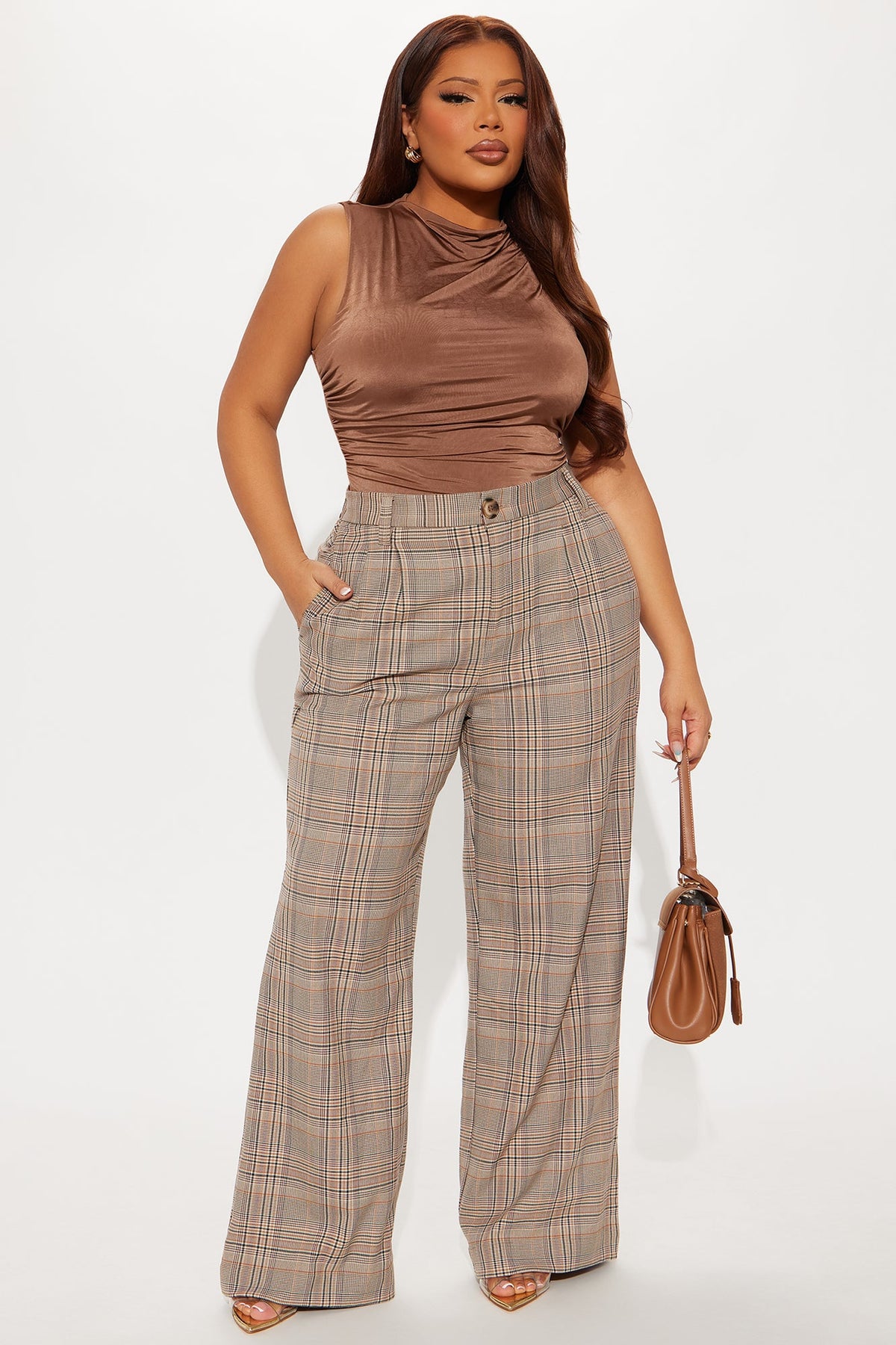 Calça Feminina Estampado Pantalona Bege – Doce Malícia