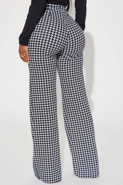Calça Feminina Estampado Pantalona Cintura Alta Branco – Doce Malícia