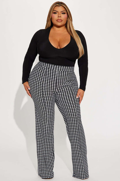 Calça Feminina Estampado Pantalona Cintura Alta Branco – Doce Malícia