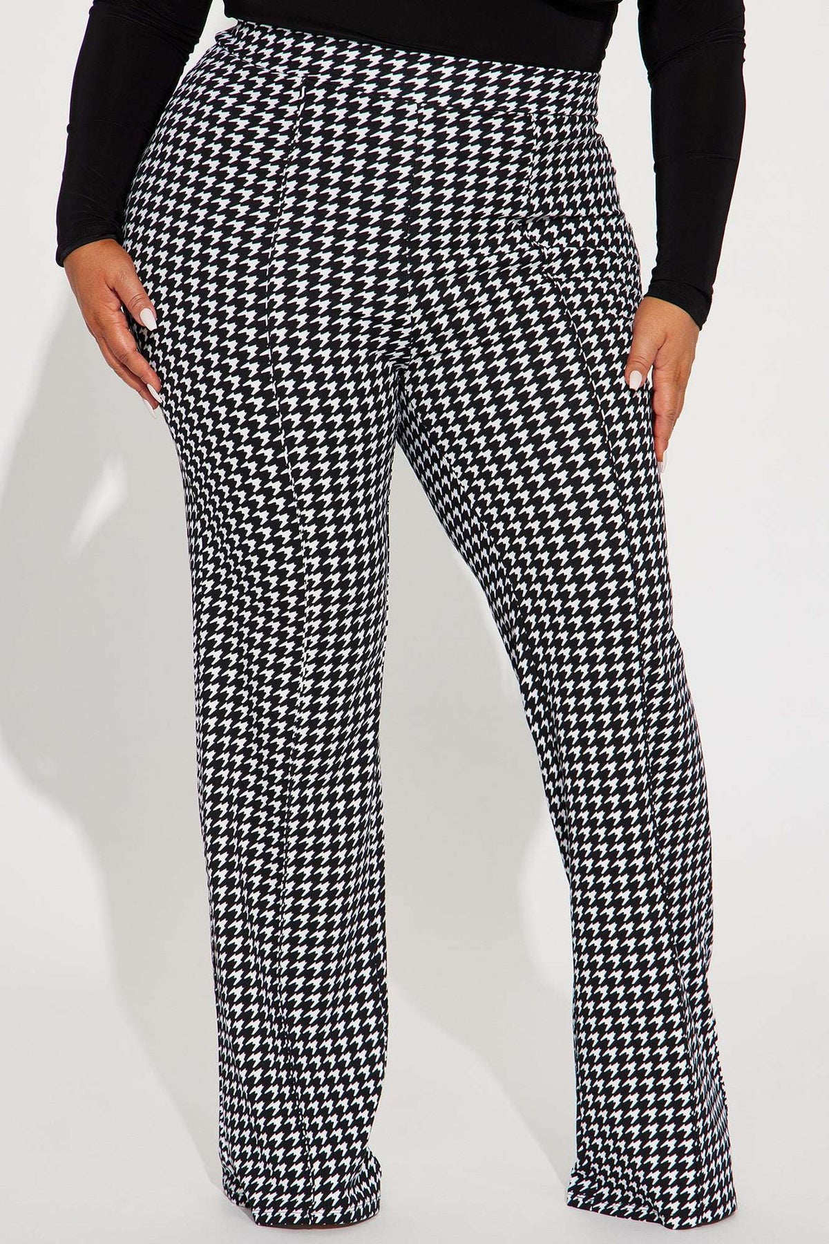 Calça Feminina Estampado Pantalona Cintura Alta Branco – Doce Malícia