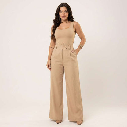Calça Feminina Linho Bege – Doce Malícia - Bege