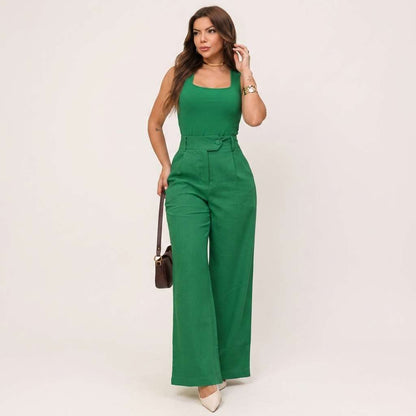 Calça Feminina Linho Bege – Doce Malícia - Verde