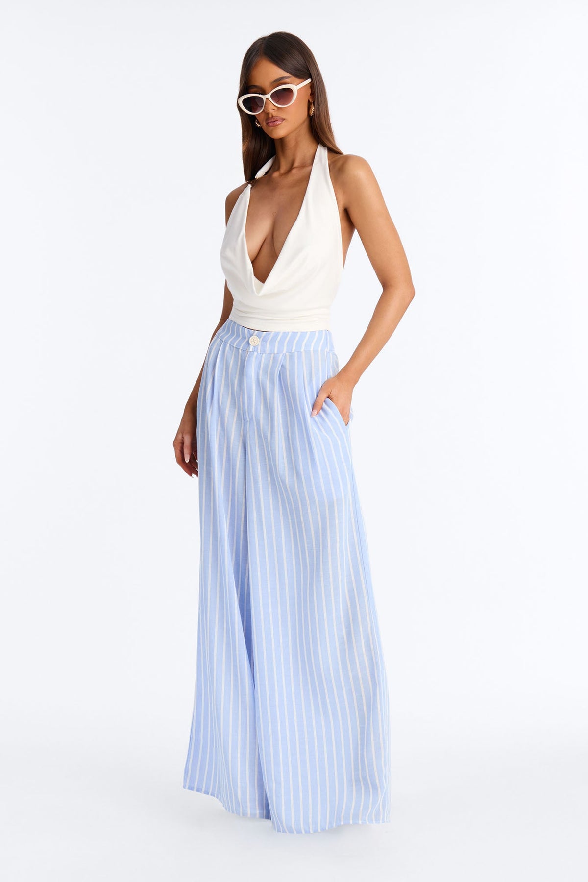 Calça Feminina Linho Pantalona Listrado – Doce Malícia