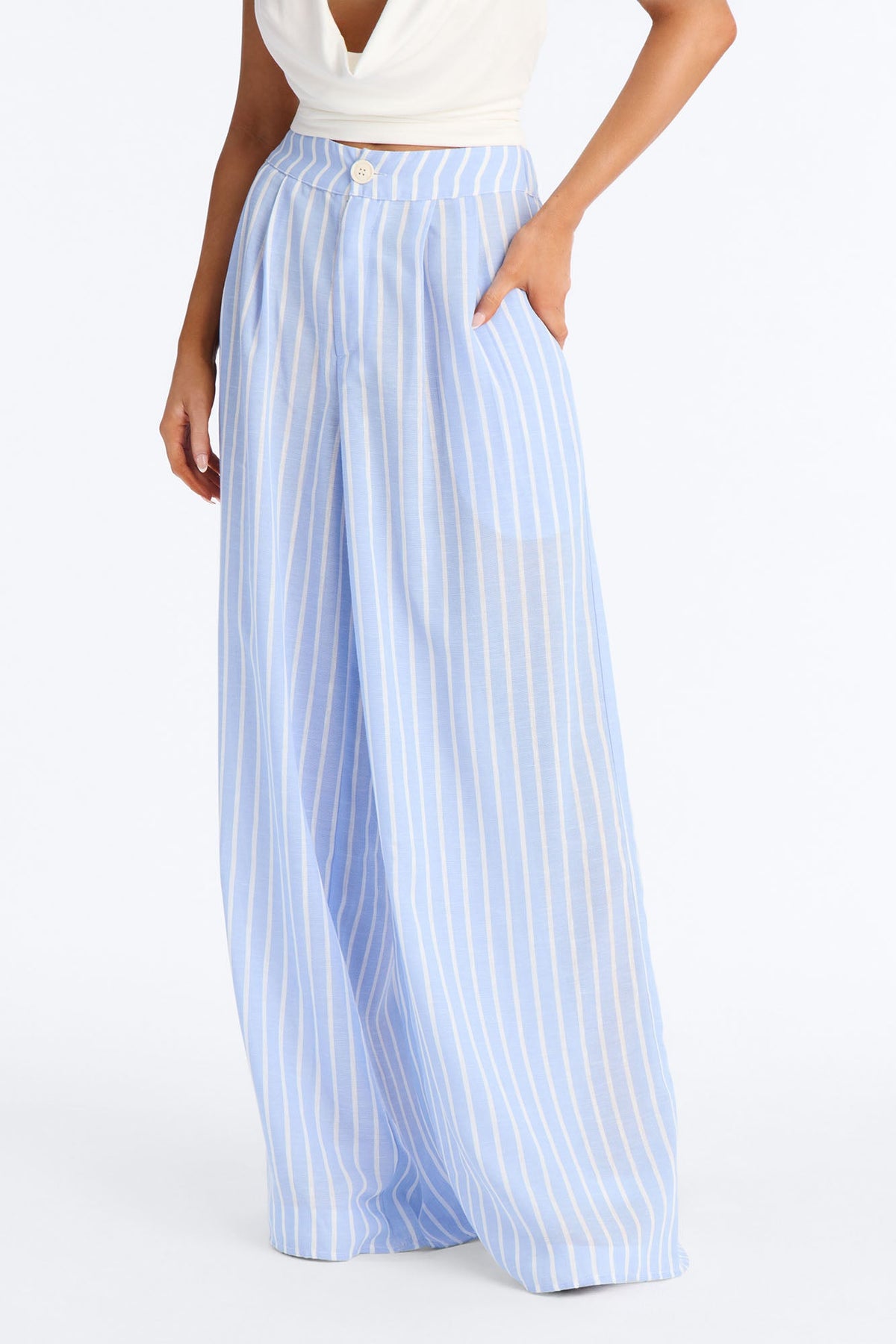 Calça Feminina Linho Pantalona Listrado – Doce Malícia