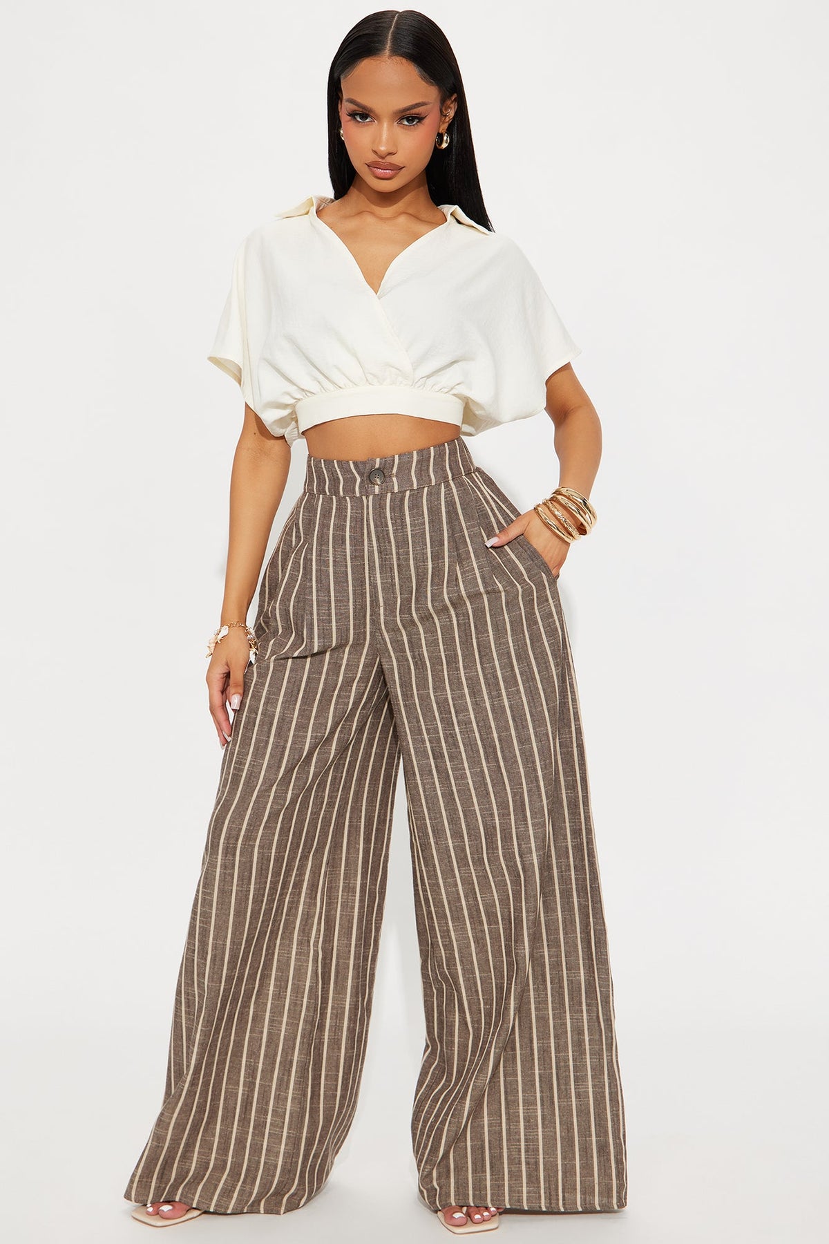 Calça Feminina Linho Pantalona Listrado – Doce Malícia