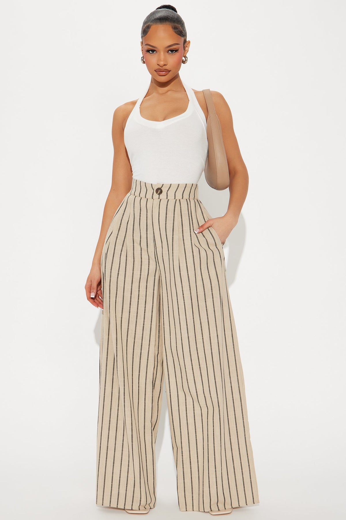 Calça Feminina Linho Pantalona Listrado – Doce Malícia