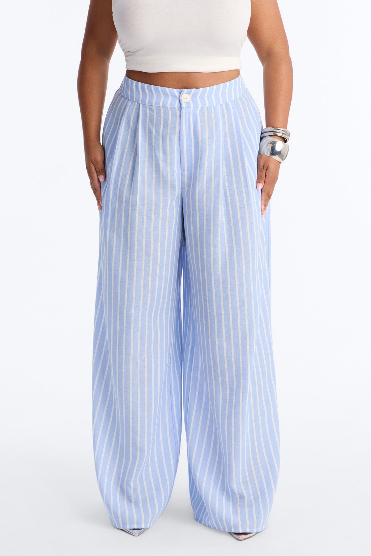 Calça Feminina Linho Pantalona Listrado – Doce Malícia