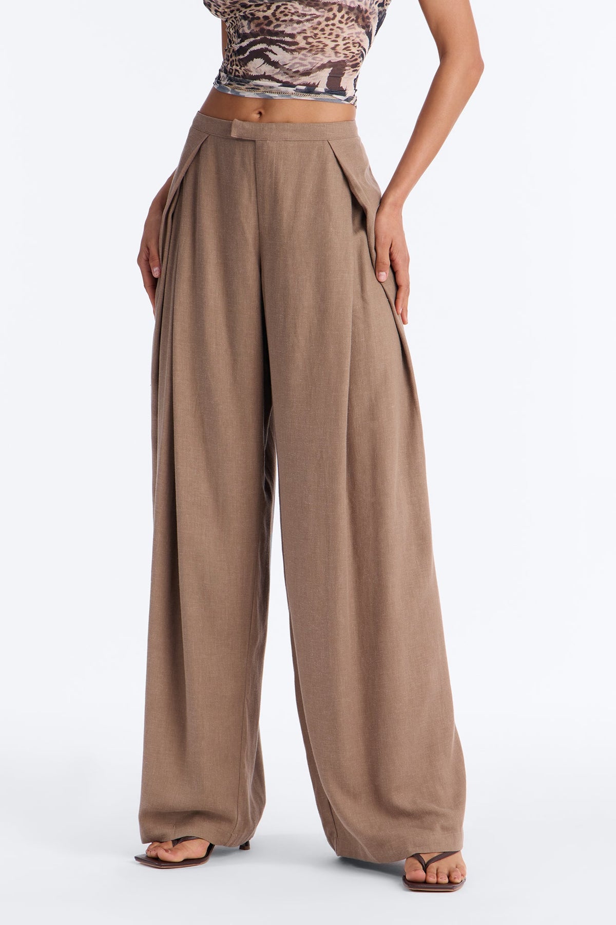 Calça Feminina Linho Pantalona Plissado – Doce Malícia