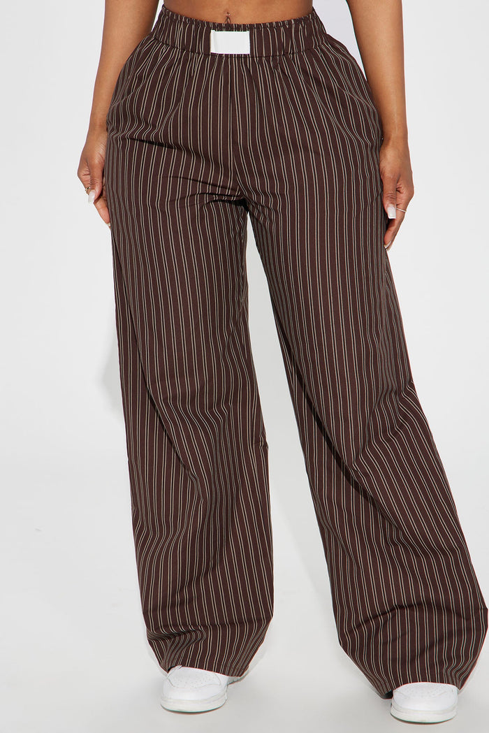 Calça Feminina Listrado Marrom – Doce Malícia — Doce Malícia
