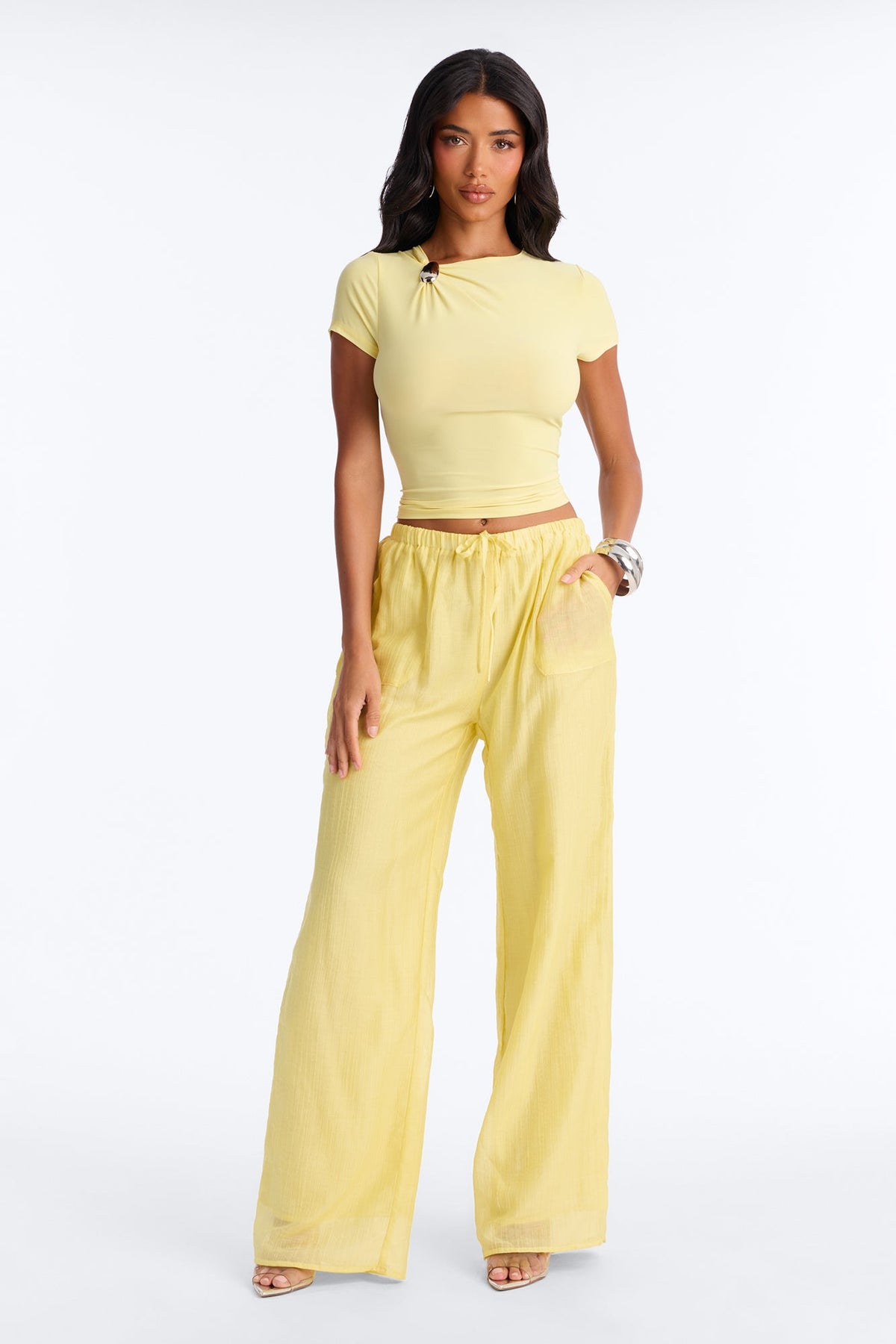Calça Feminina Pantalona Amarelo Manteiga – Doce Malícia