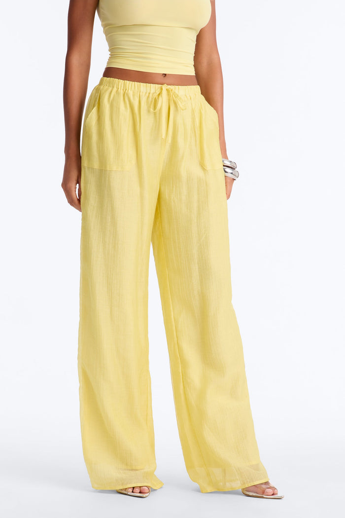 Calça Feminina Pantalona Amarelo Manteiga – Doce Malícia — Doce Malícia