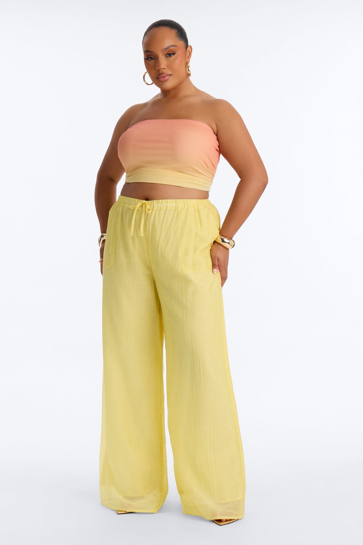Calça Feminina Pantalona Amarelo Manteiga – Doce Malícia
