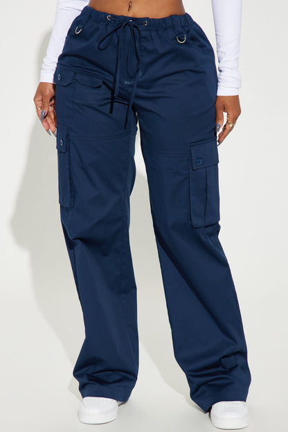 Calça Feminina Pantalona Cargo Azul – Doce Malícia