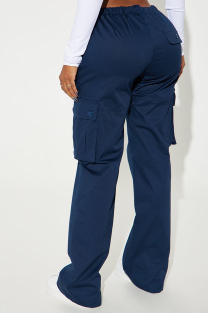 Calça Feminina Pantalona Cargo Azul – Doce Malícia